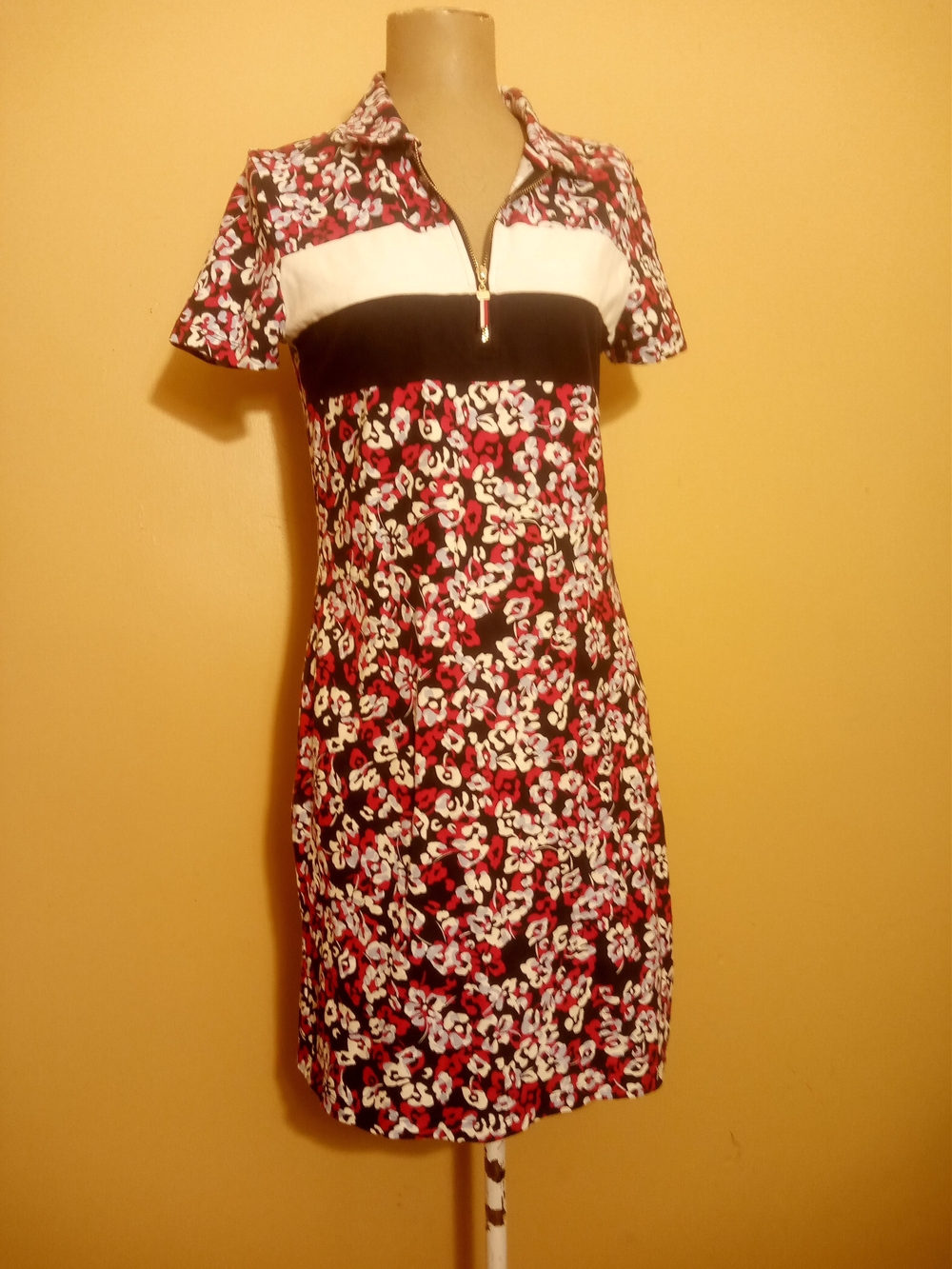 Tommy Hilfiger Red, Black & White Floral Polo Dress